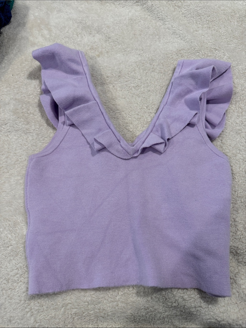 Express Lavender Ruffle V-Neck Tank - Picture 3 of 4